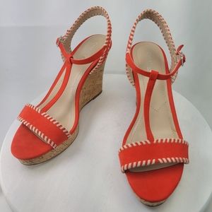 Charles By Charles David Suede Red Wedge Sandal Size 10M